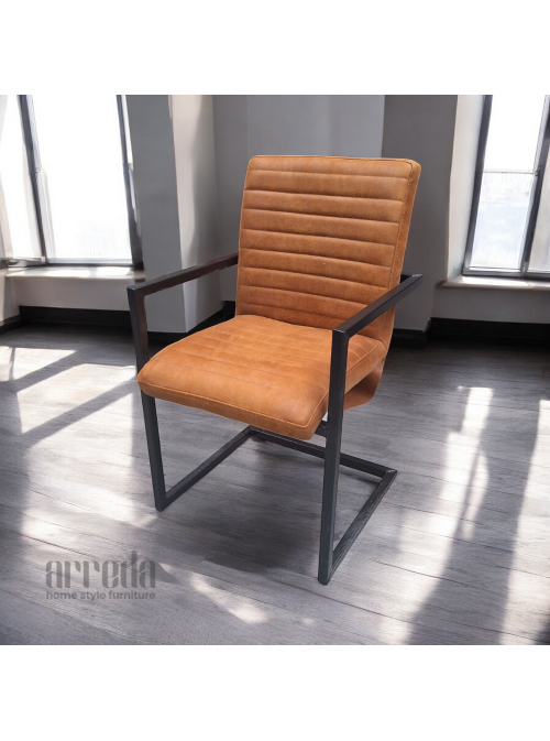Scaun de piele regenerată sabina piele bull cognac