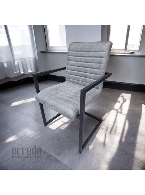 Scaun de piele regenerată sabina piele bull grey