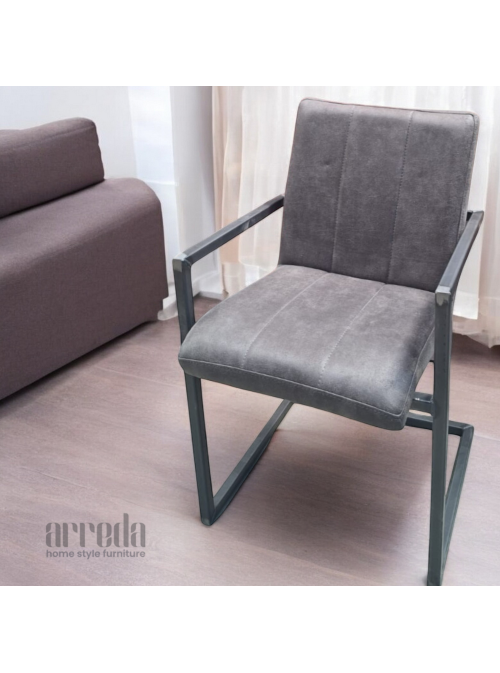 Scaun de piele regenerată safira bul antracit