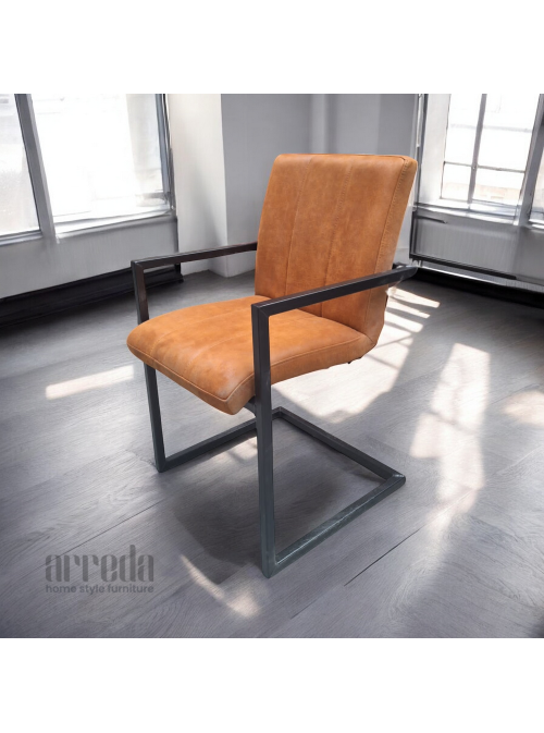 Scaun de piele regenerată safira piele bull cognac
