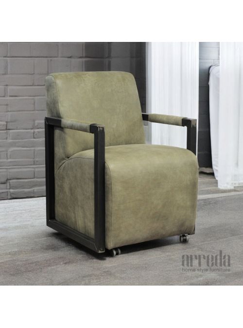 Fotoliu din piele naturală moco piele africa army green