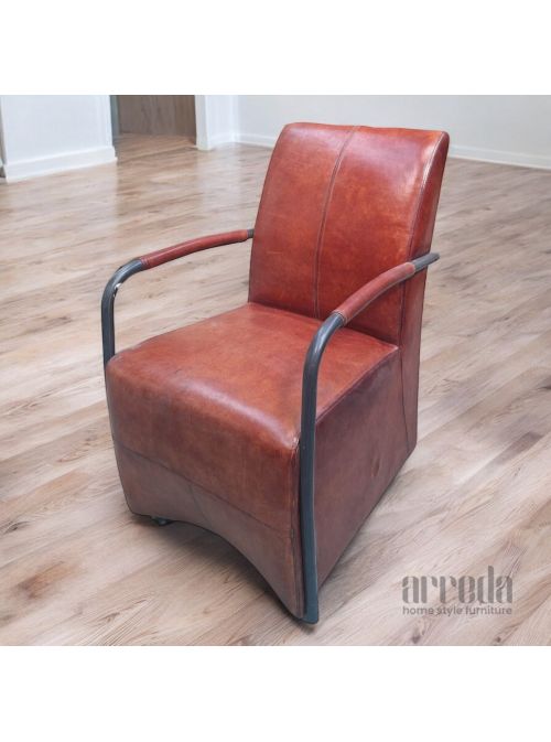 Fotoliu din piele naturală zoe piele industrial cognac