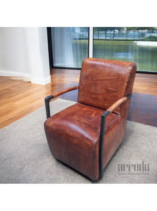 Fotoliu din piele naturală fatboy piele industrial cognac