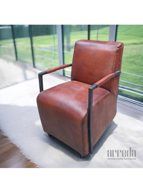 Fotoliu din piele naturală fatboy piele industrial cognac