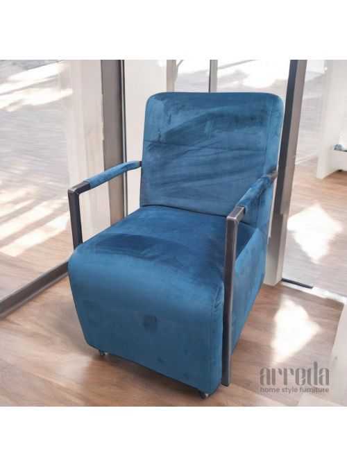 Fotoliu din stofă naturală fatboy blue