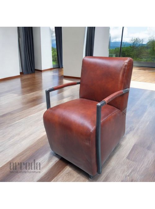 Fotoliu din piele naturală moco piele industrial lite brown