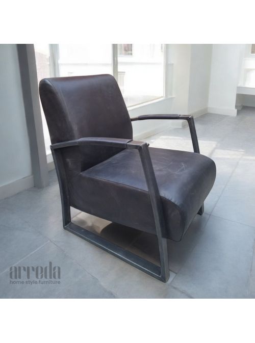 Fotoliu din piele naturală como piele industrial black