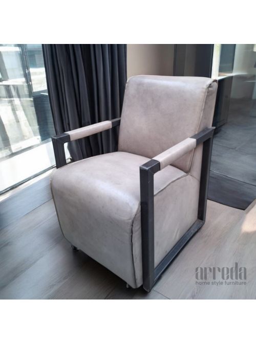 Fotoliu din piele naturală dixie piele industrial vintage grey