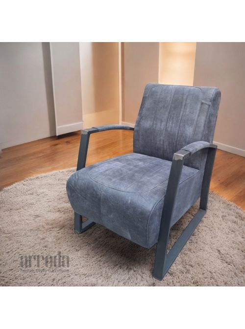 Fotoliu din piele naturală como piele africa dark blue