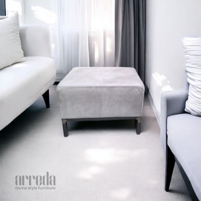 Taburet din piele naturală como piele industrial vintage grey