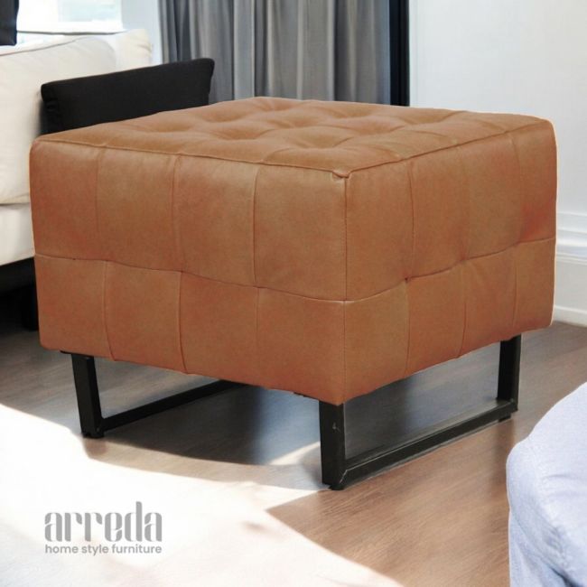 Taburet din piele natruală rocker piele industrial brown