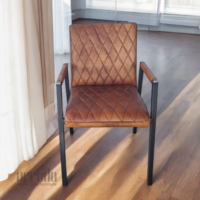Scaun de piele naturală mary piele industrial cognac