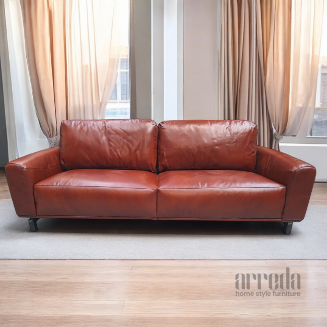 Canapea de piele naturală air 3 locuri piele industrial cognac