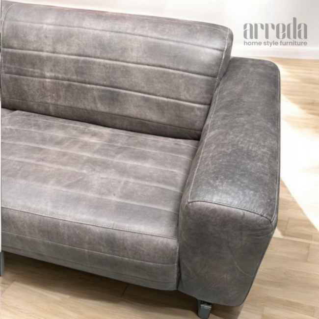 Canapea de piele naturală lockheed 3 locuri piele africa dark green