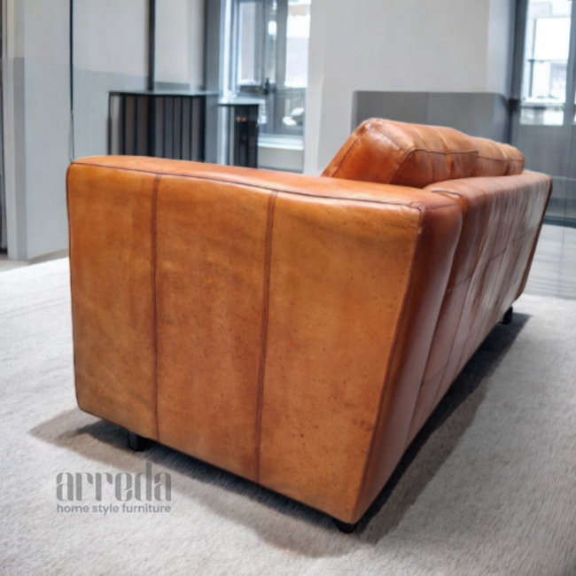 Canapea de piele naturală luke 3 locuri piele industrial camel