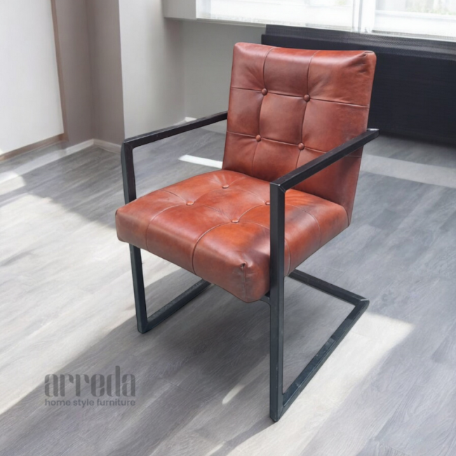 Scaun de piele naturală arad piele industrial cognac