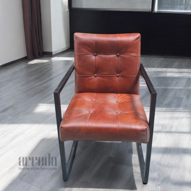 Scaun de piele naturală arad piele industrial cognac