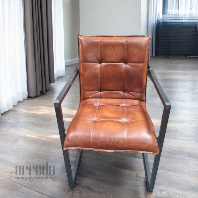 Scaun de piele naturală capo piele industrial light brown