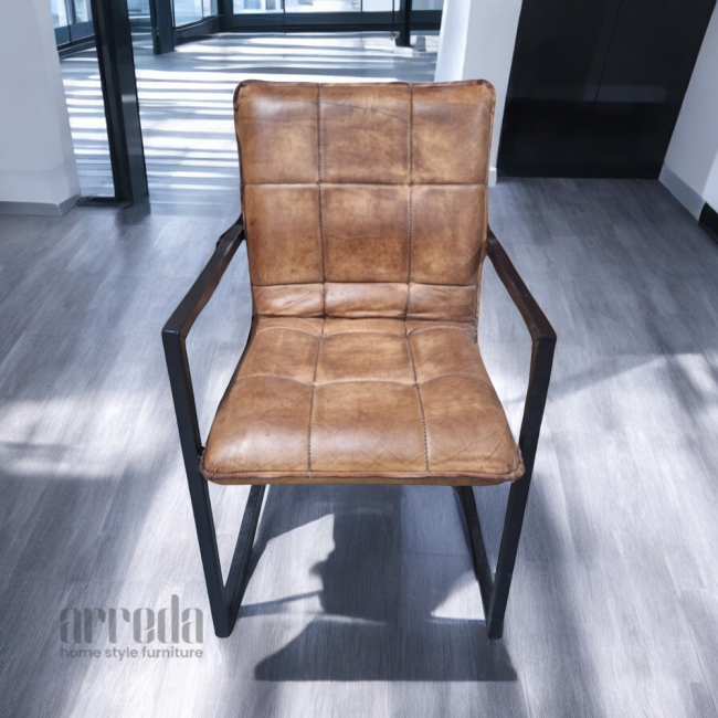Scaun de piele naturală capo piele industrial light brown