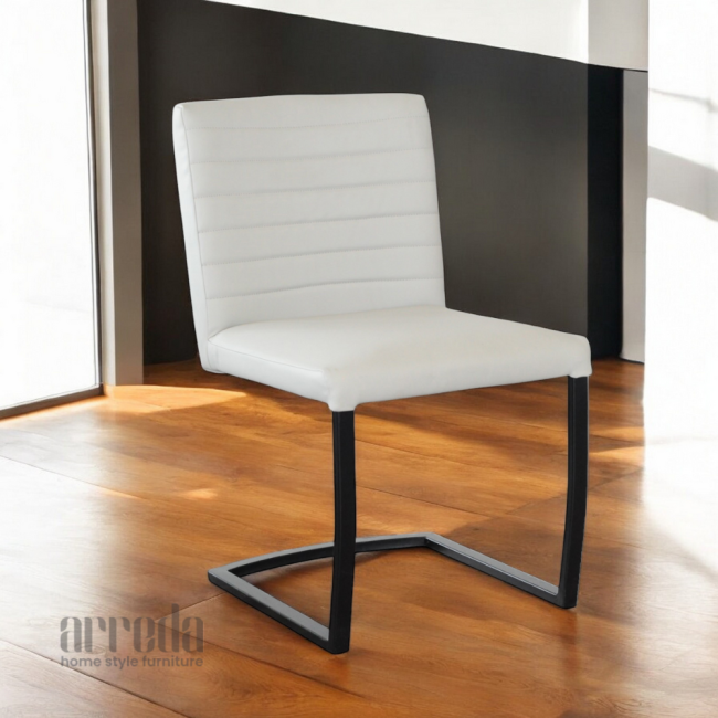 Scaun de piele naturală concord piele industrial white