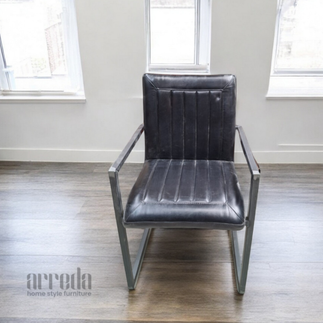 Scaun de piele naturală laura piele industrial black