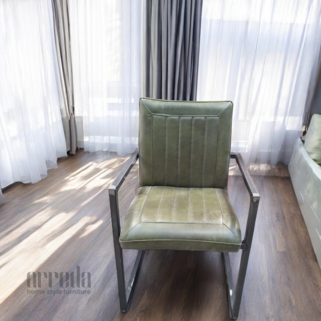 Scaun de piele naturală laura piele industrial green