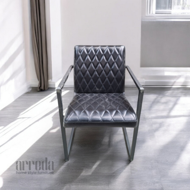Scaun de piele naturală mary piele industrial black