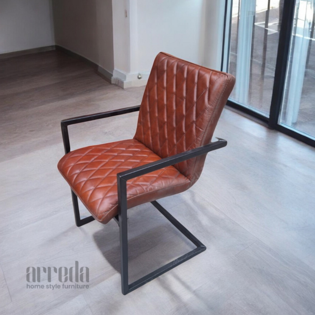 Scaun de piele naturală mary piele industrial cognac