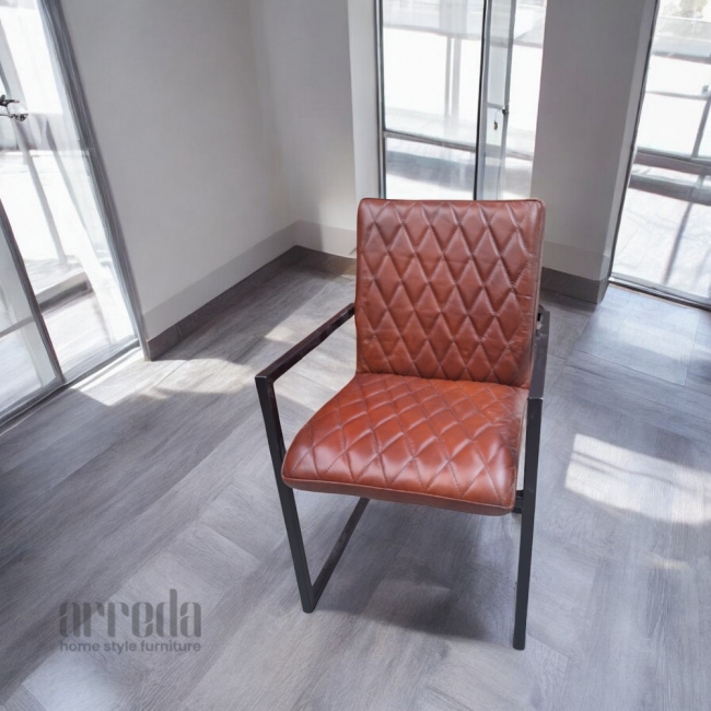 Scaun de piele naturală mary piele industrial cognac