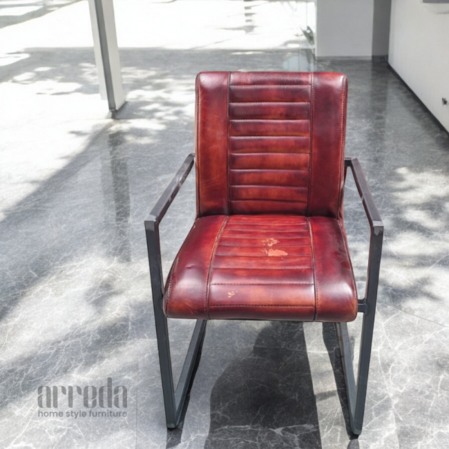 Scaun de piele naturală melf piele industrial cognac