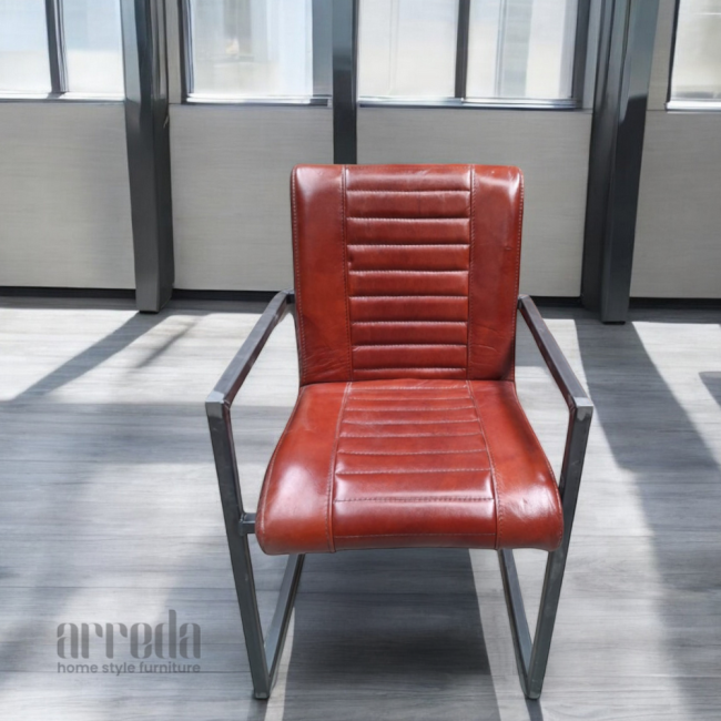 Scaun de piele naturală melf piele industrial cognac