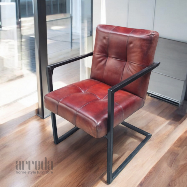 Scaun de piele naturală oli piele industrial cognac