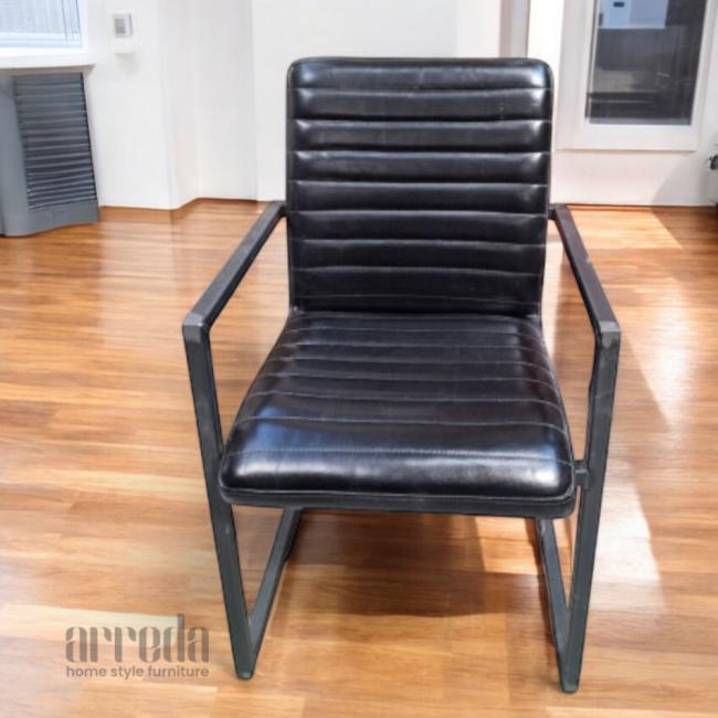 Scaun de piele naturală sabina piele industrial black
