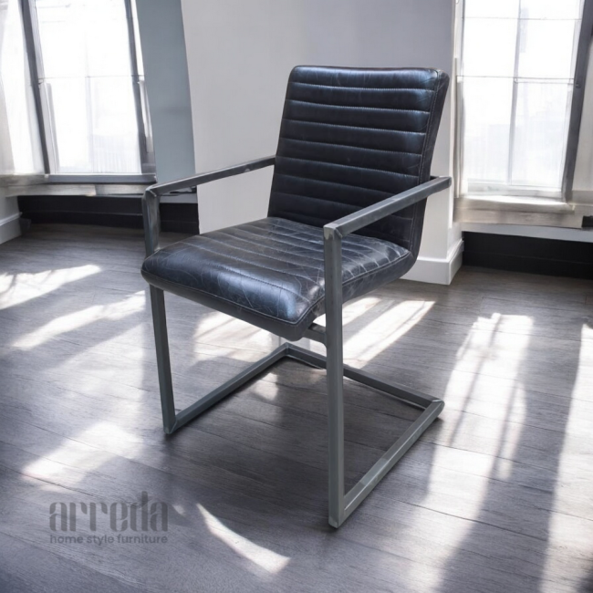 Scaun de piele naturală sabina piele industrial black
