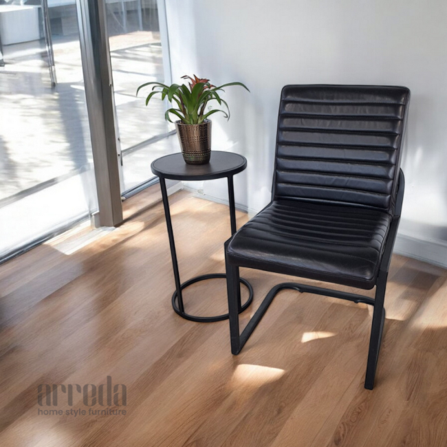 Scaun de piele naturală sabina piele industrial black