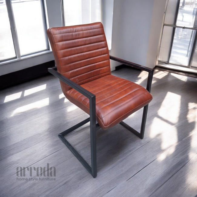 Scaun de piele naturală sabina piele industrial cognac
