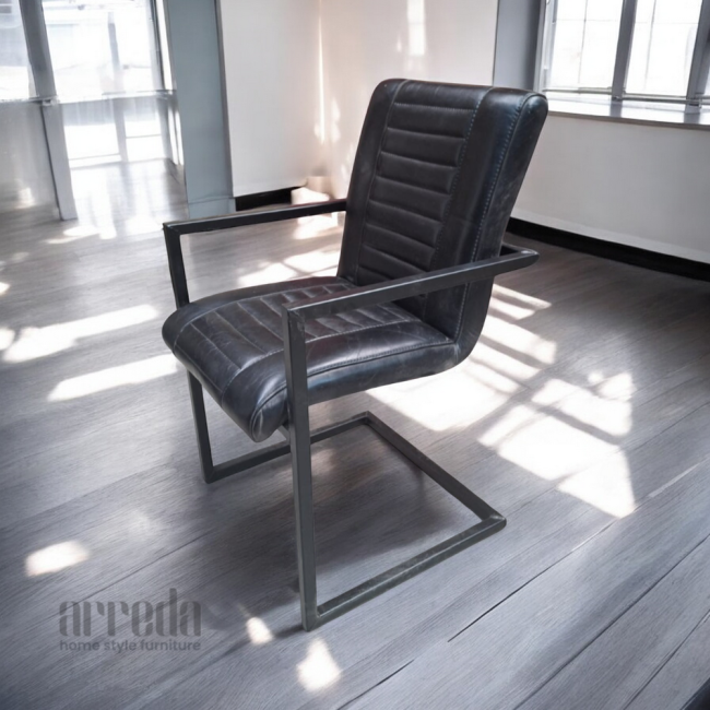 Scaun de piele naturală sabina piele industrial cuba dark