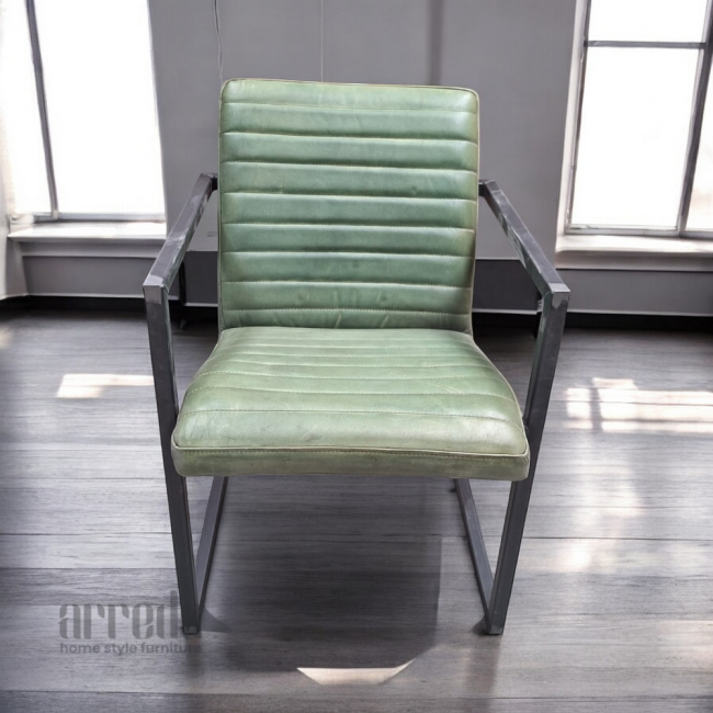 Scaun de piele naturală sabina piele industrial green