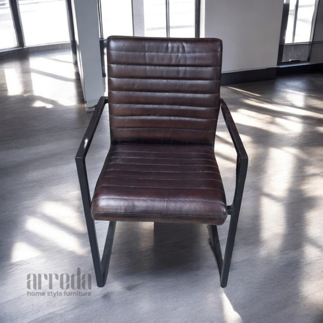 Scaun de piele naturală sabina piele industrial tabaco