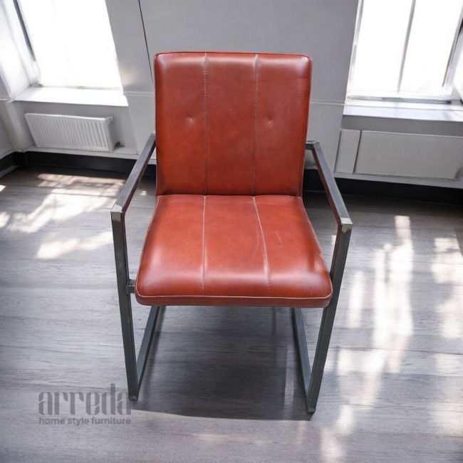 Scaun de piele naturală safira piele industrial  cognac