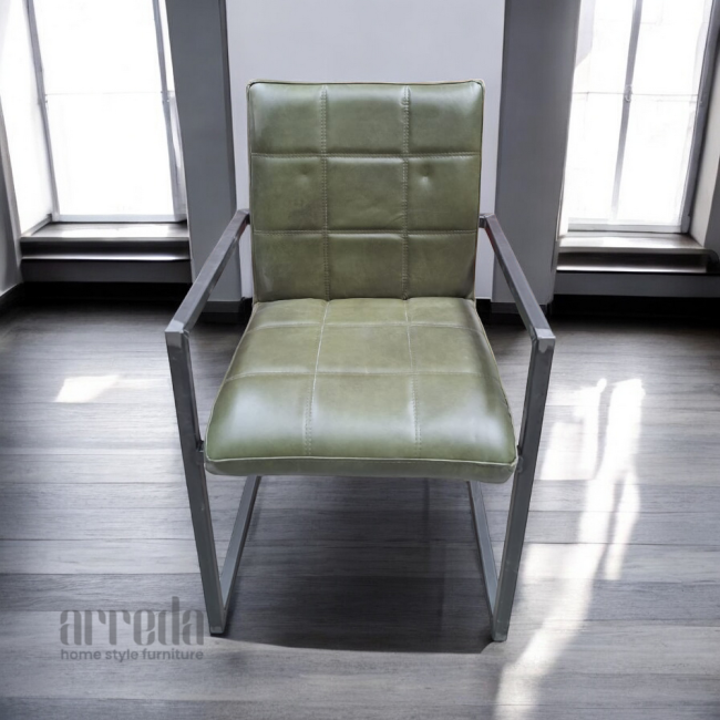 Scaun de piele naturală sill piele industrial green