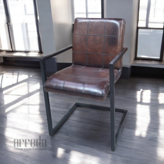 Scaun de piele naturală sill piele industrial tabaco