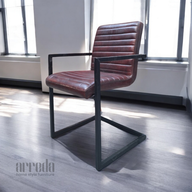 Scaun de piele naturală sill piele industrial tabaco