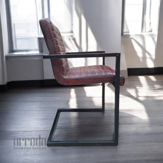 Scaun de piele naturală sill piele industrial tabaco