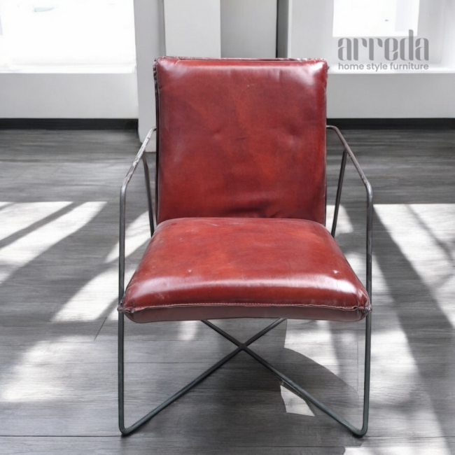 Scaun de piele naturală sjords piele industrial cognac