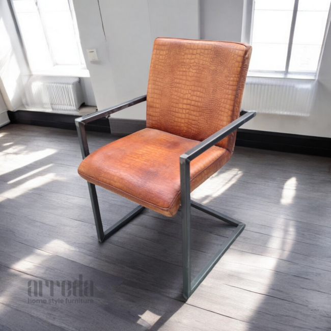 Scaun de piele naturală soem piele cocodril light brown