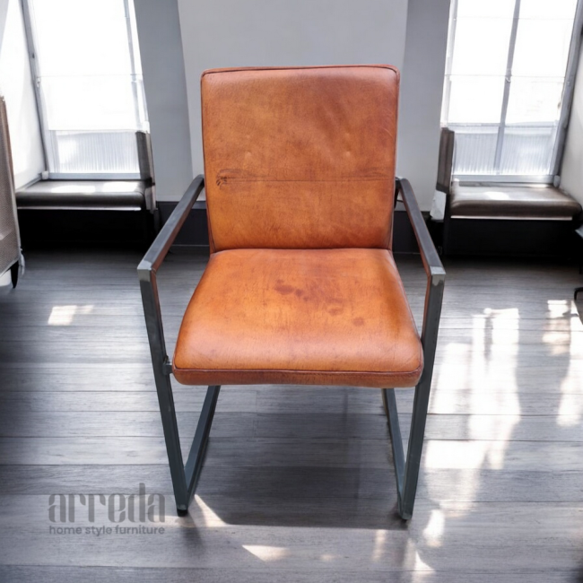 Scaun de piele naturală soem piele industrial brown