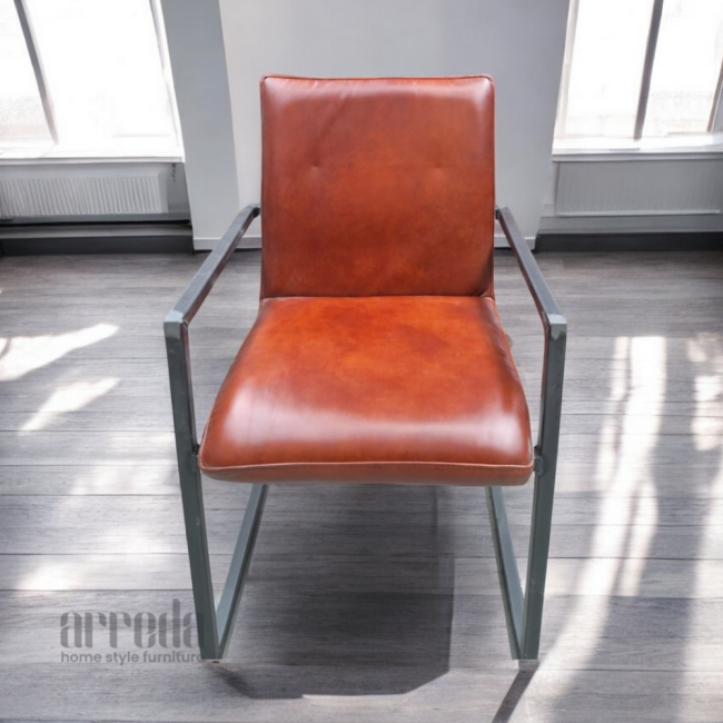 Scaun de piele naturală soem piele industrial cognac