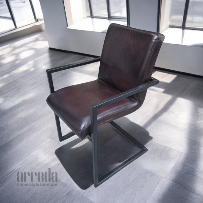 Scaun de piele naturală soem piele industrial tabaco dark