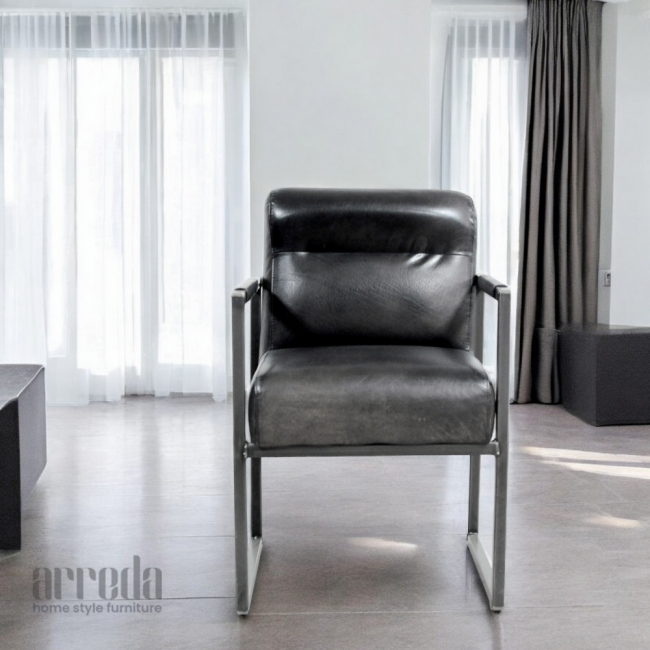Scaun de piele naturală vegas piele industrial black